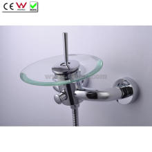 Round Glass Spout Waterfall Wall Mounted Bath Tap Faucet (QH0811W)